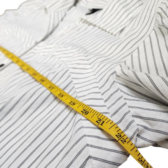 Lane Bryant Womens Button Down Blouse Top Plus Size 18/20 White Metallic Stripe - Picture 9 of 10